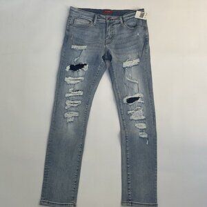 Guess Men’s Skinny Jeans Destroy And Repair Details Blue Super Stretch Size 31